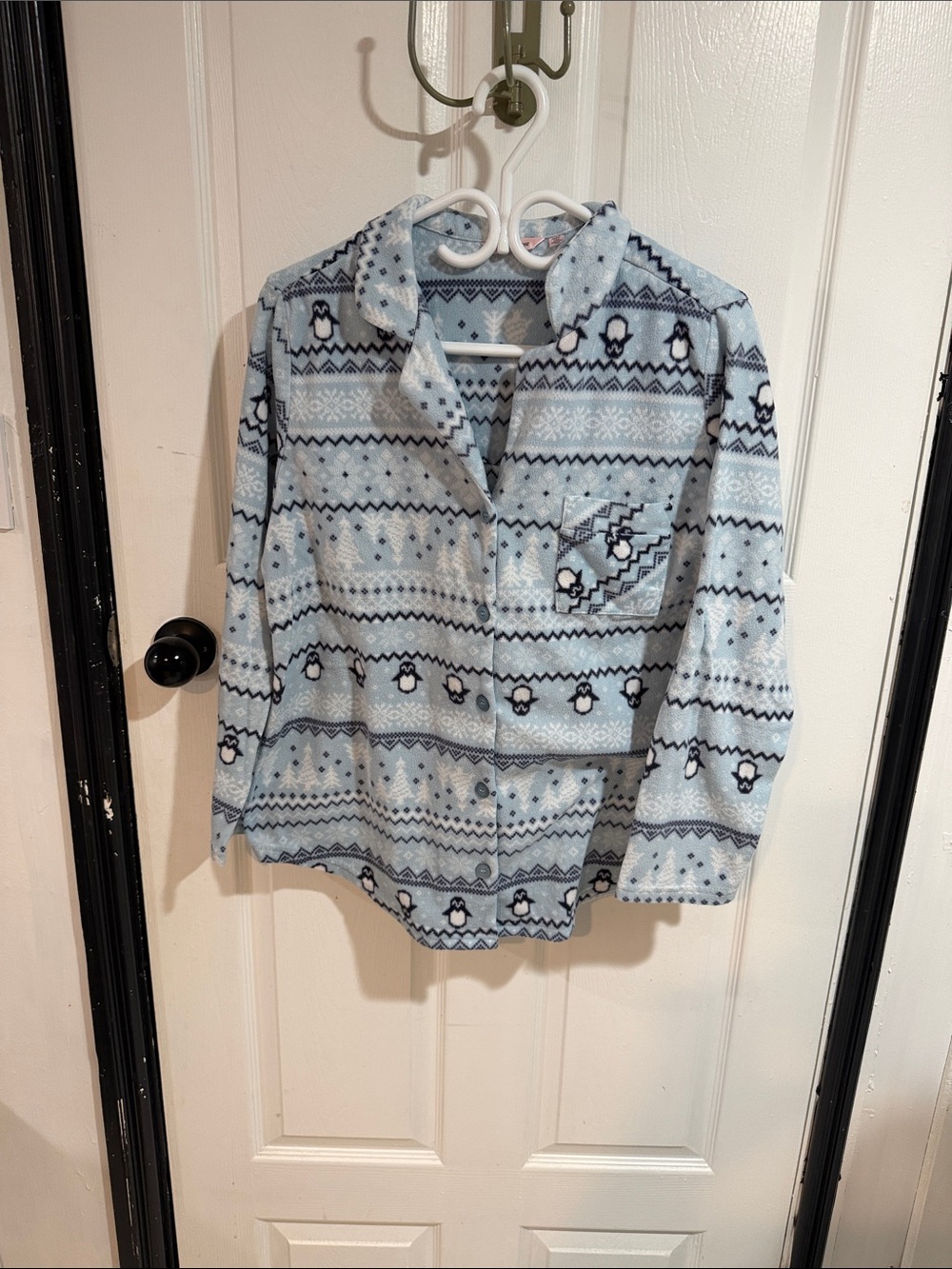 La Vie en Rose Light Blue Fair Isle Fleece Top